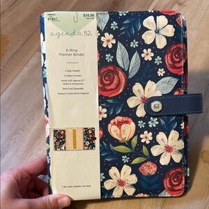 The Paper Studio Floral Agenda Planner - Navy with Red & Cream Accents